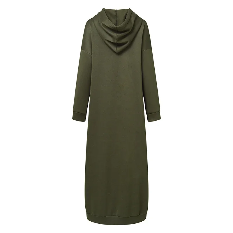 Robe longue à capuche à manches longues pour femmes, sweat-shirt musulman, haut à capuche, robe décontractée, document solide, précieux, mode, automne, hiver