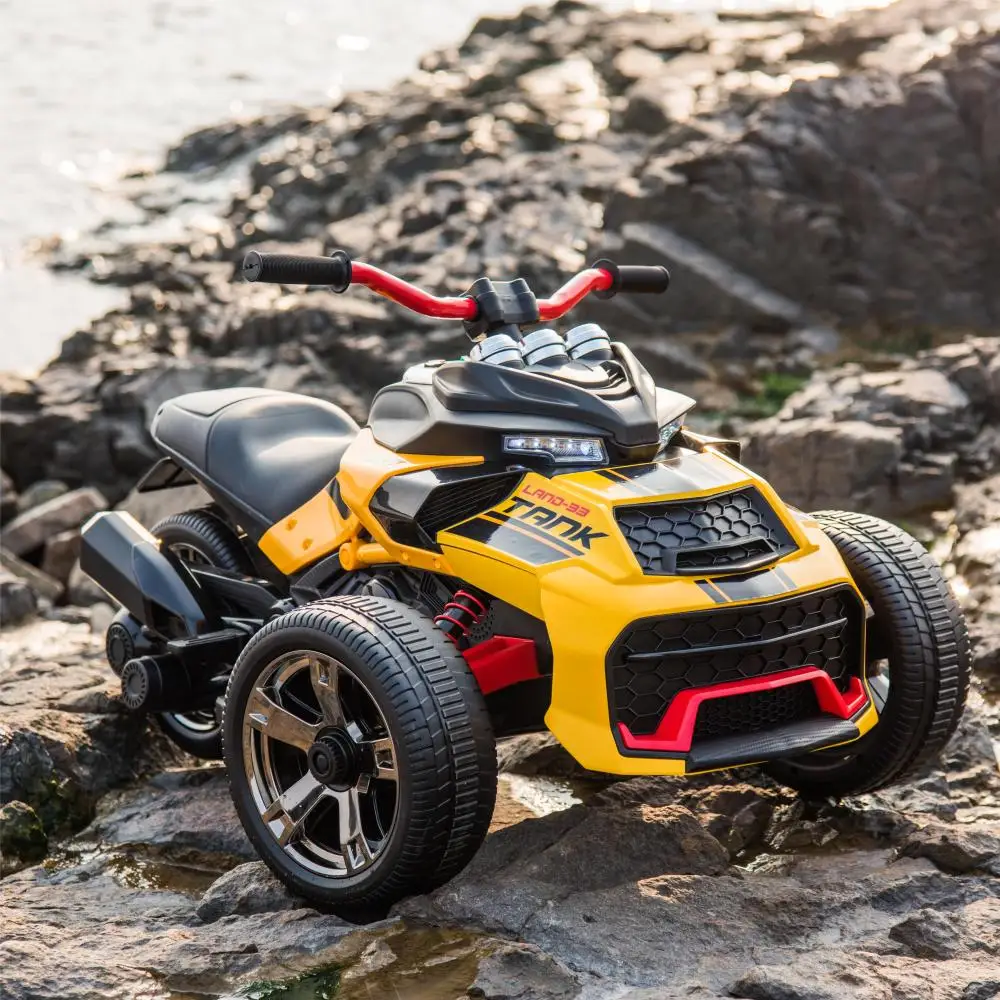 ATV per bambini da 24 V, veicolo elettrico a 3 ruote, motocicletta alimentata a batteria per ragazzi e ragazze con luci a LED, musica