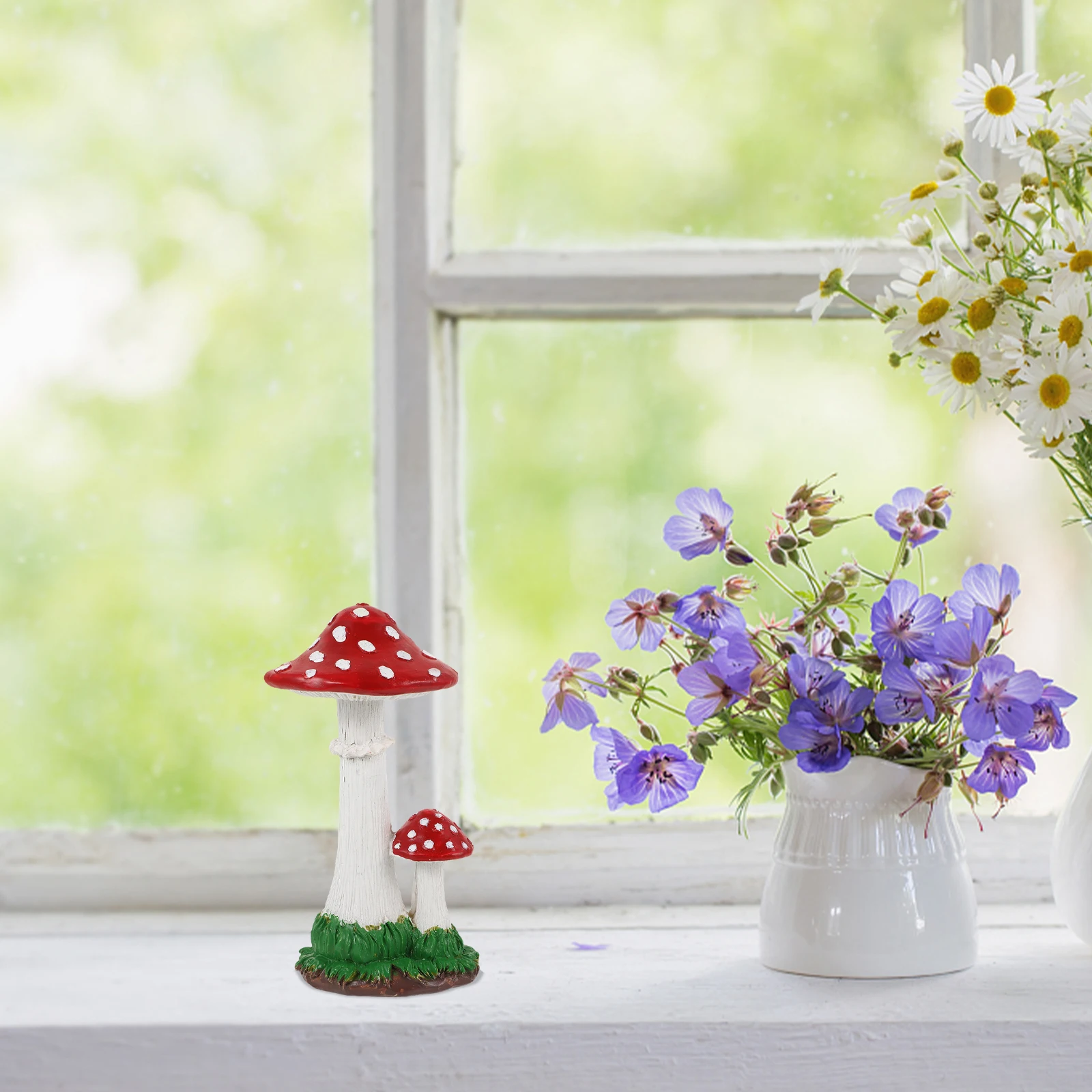 

Simulated Mushroom Ornament Garden Sculpture Decor Mushrooms Resin Crafts Miniature Fairy Tale Style Decorative