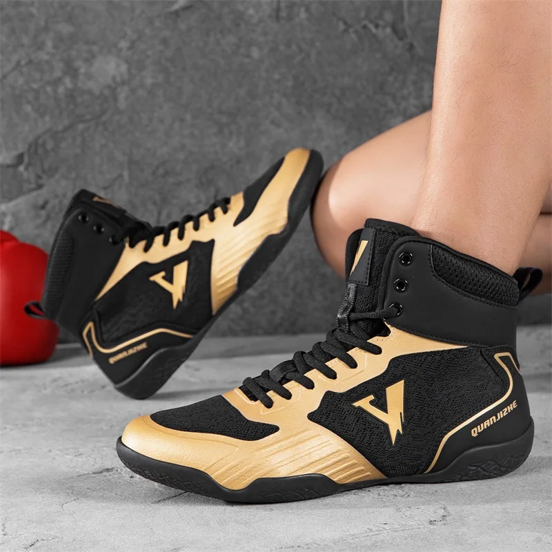 Professional Wrestling Boots Men Black White Fighting Shoes for Mens Designer Gym Training Shoe Man Non-Slip Wrestling Shoes