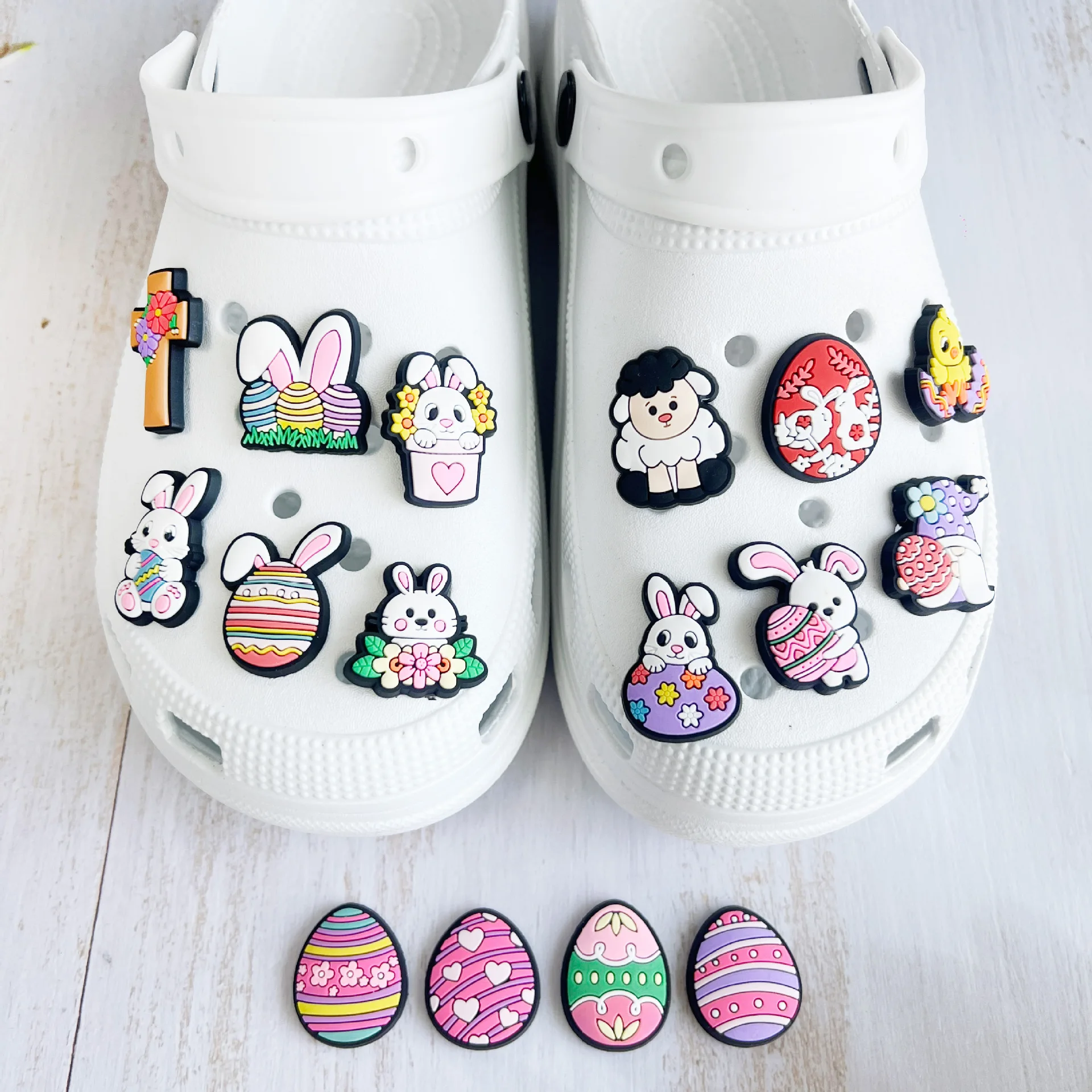 16-100pcs Easter Eggs Shoe Charms For Sandals,Shoe Decoration Accessories Shoe Pins Great Gift For Men Wom
