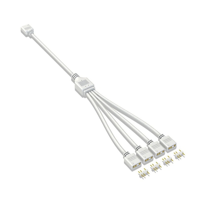 Caliente TTKK 2X 5V Cable de extensión de 3 pines para placa base de computadora 1 punto 4 Cable de conexión extensión ARGB Splitter, blanco