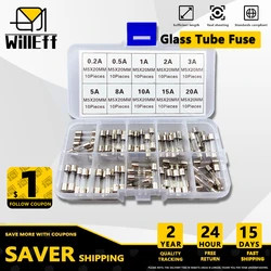 70pcs/100pcs 5*20 6*30 Glass Tube Fuse Fusible Blow Fast Auto Fuses M5X20MM M6X20MM 0.2A 0.5A 1A 2A 3A 5A 6A 8A 10A 15A 20A 30A