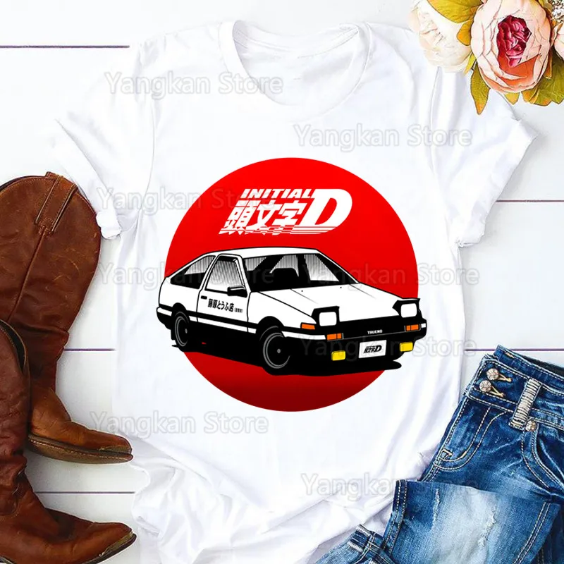 Initial D Women T Shirt Girl Harajuku Korean Style Graphic Tops Kawaii Female T-shirt,Drop Ship