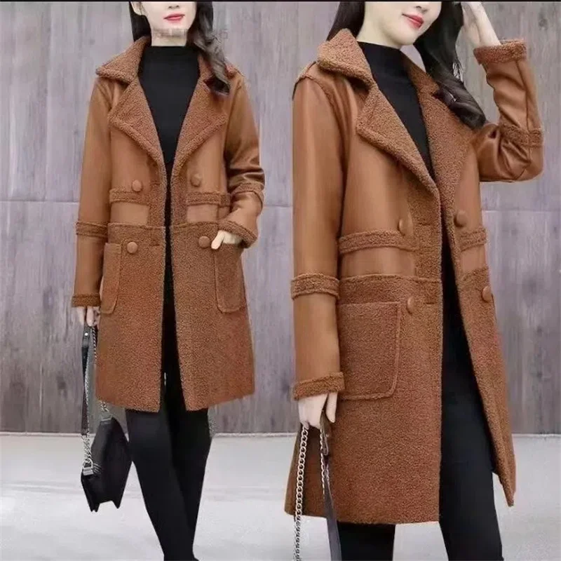 2024 Winter New Women Fur Vest Fat Sister Loose Female Clothing Vintage Velvet Thick Coat Warm Mid-length Waistcoat Wommen WJ438