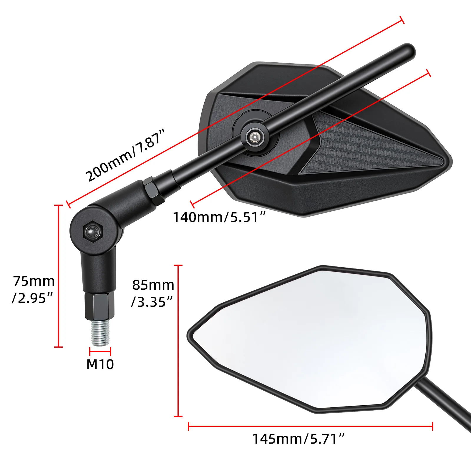 Motorcycle Mirrors Rearview M10 Sports Motorcycle Accessory For Honda For Kawasaki Scooter E-Bike Rear View Back Side Mirror