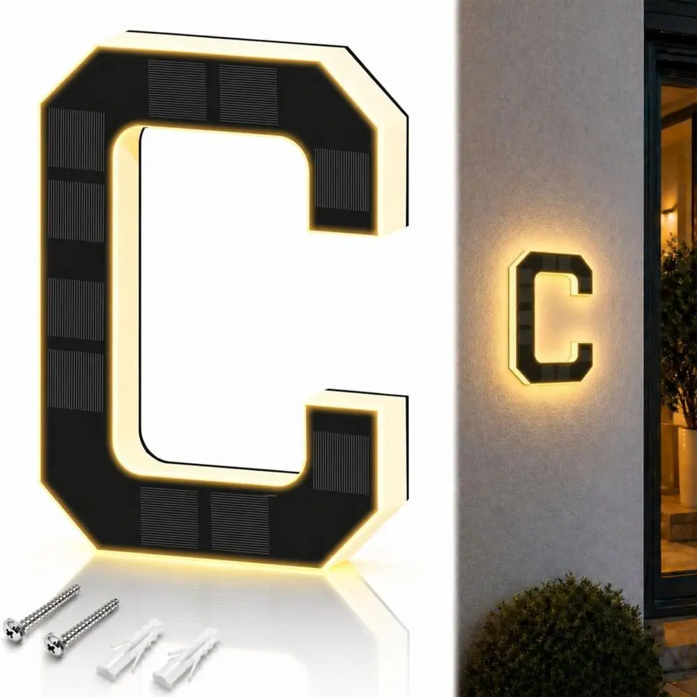 Highlighting Solar Lighted House Numbers Light IP65 Waterproof 3D Solar Digital Doorplate Illuminated No Wiring