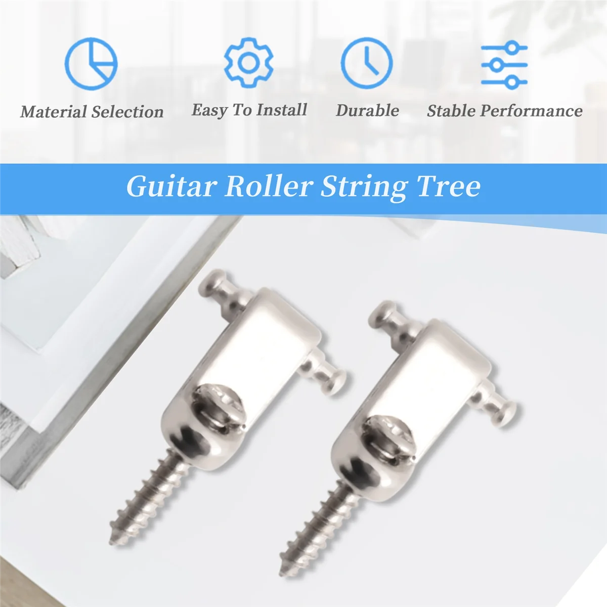 High-end A Set 2 Pcs Electric Guitar Roller String Tree String Retainer - Silver