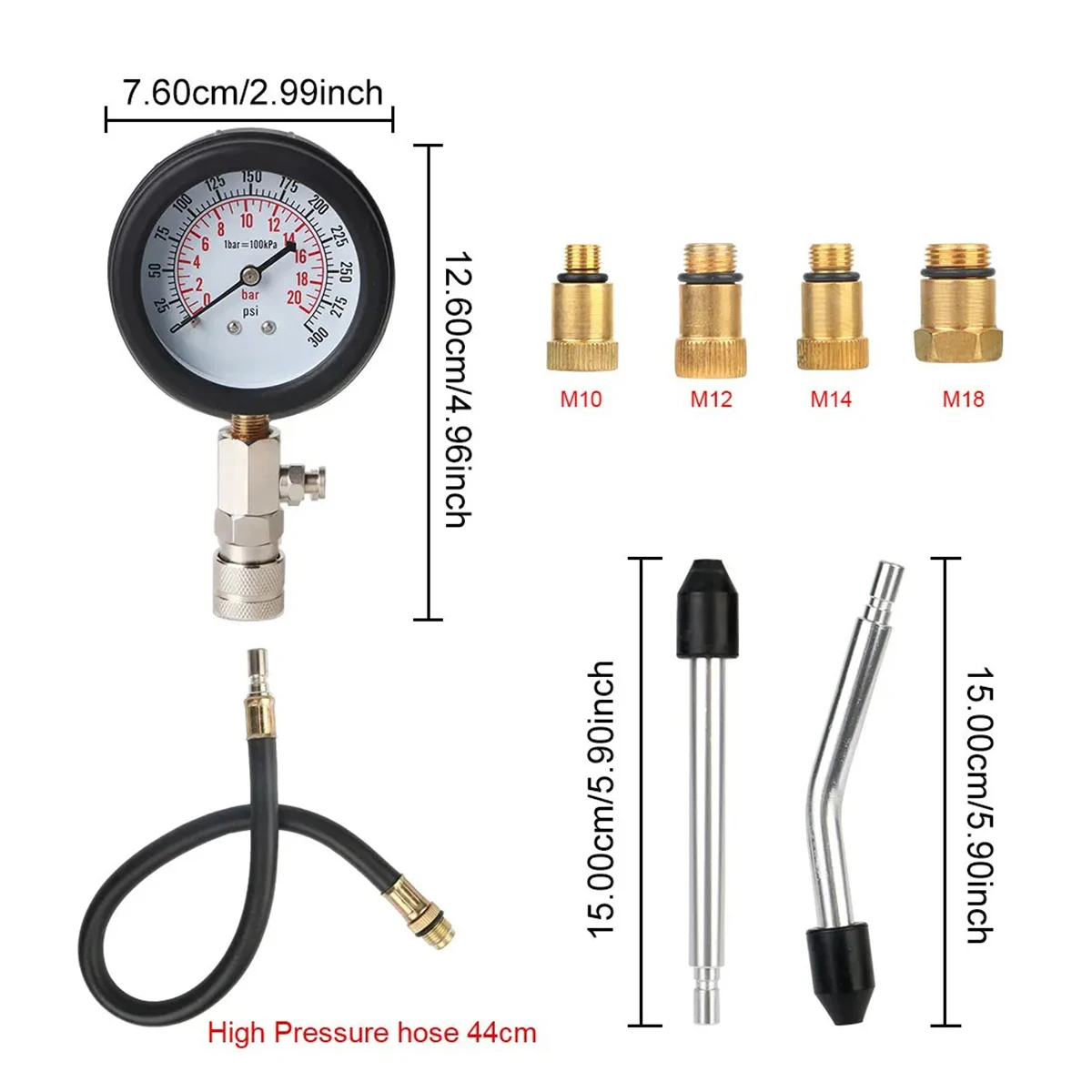 Pressure Gauge Engine Compression Tester Automotive Workshop Tools Mechanical Inspection Garage Tool Car Verification