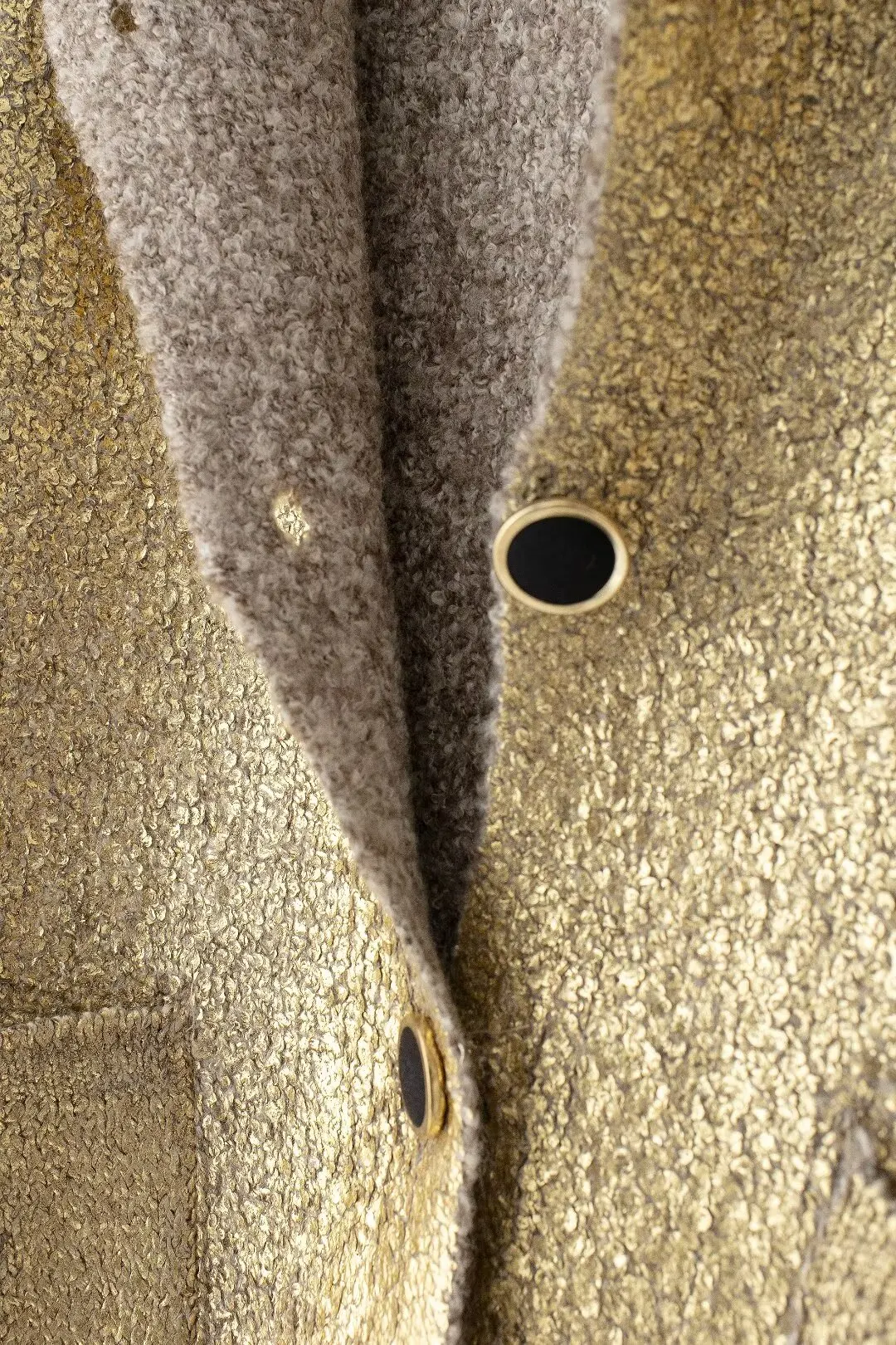 Women's New Fashion Metal Foil Decoration O Neck Single Breasted Knitted Coat Retro Long Sleeve Pocket Women's Coat Chic Top