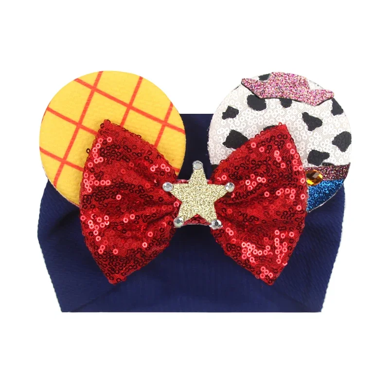 

10 Stks/partij Nieuwe 5 "Haarstrik Disney Hoofdband Kids Girls Festival Meisjes Kids Hoofd Wrap Glitter Diy Haar Accessoire