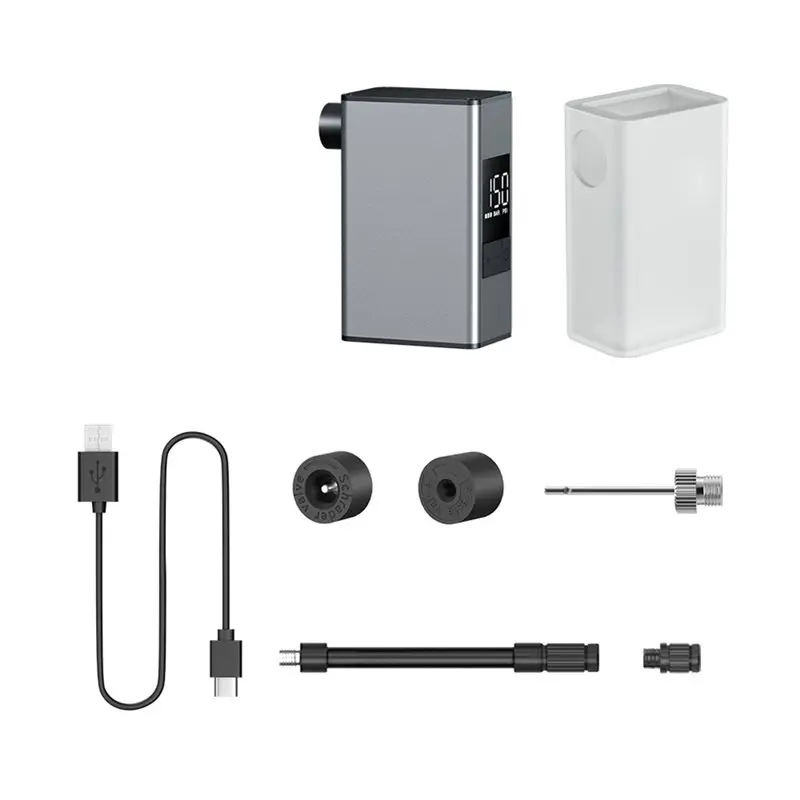 

ABVE-Mini Bike Tire Pump Max 100PSI Portable Electric Bicycle Air Pump Low Noise Compatible Schrader/Presta Valve Universal