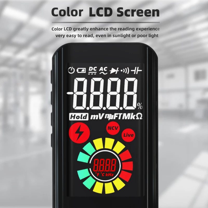 BSIDE A10 Color LCD Ultra-portable Digital Multimeter 9999 True RMS DC AC Voltage Capacitance Ohm Diode NCV Hz Fire Wire Tester