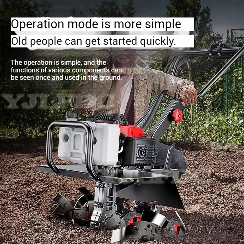 أداة زراعة دوارة بأربعة أشواط، آلة زراعة صغيرة تعمل بالبنزين، حراثة صغيرة، رراثة التربة وتخفيف التربة