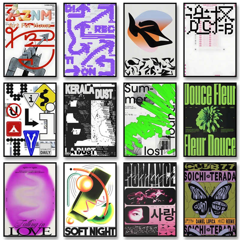 

AZNM Contemporary Graphic Design Canvas Wall Art Print, Frameless Single Panel Typography Abstract Illustration Poster, Trendy M