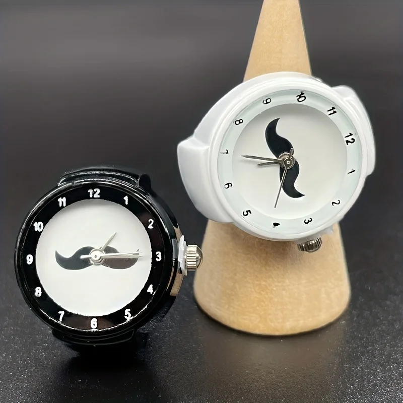 Beard hot selling ring watch that can show time, personality cute student ring watch, trendy finger watch