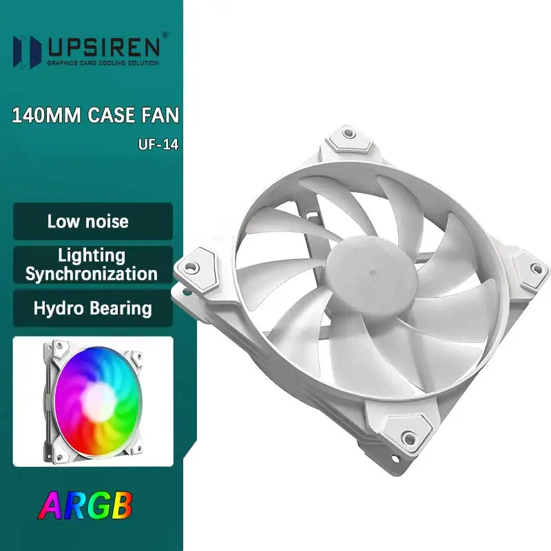 

UPSIREN UF-14 Case fan 14cm 5V 3Pin ARGB and 4Pin PWM High performance mute cooling fan Halo light effect