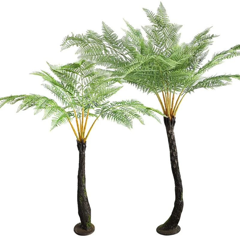 Large tree fake simulation, fern tree bonsai Internet celebrity clock in photo tropical plants