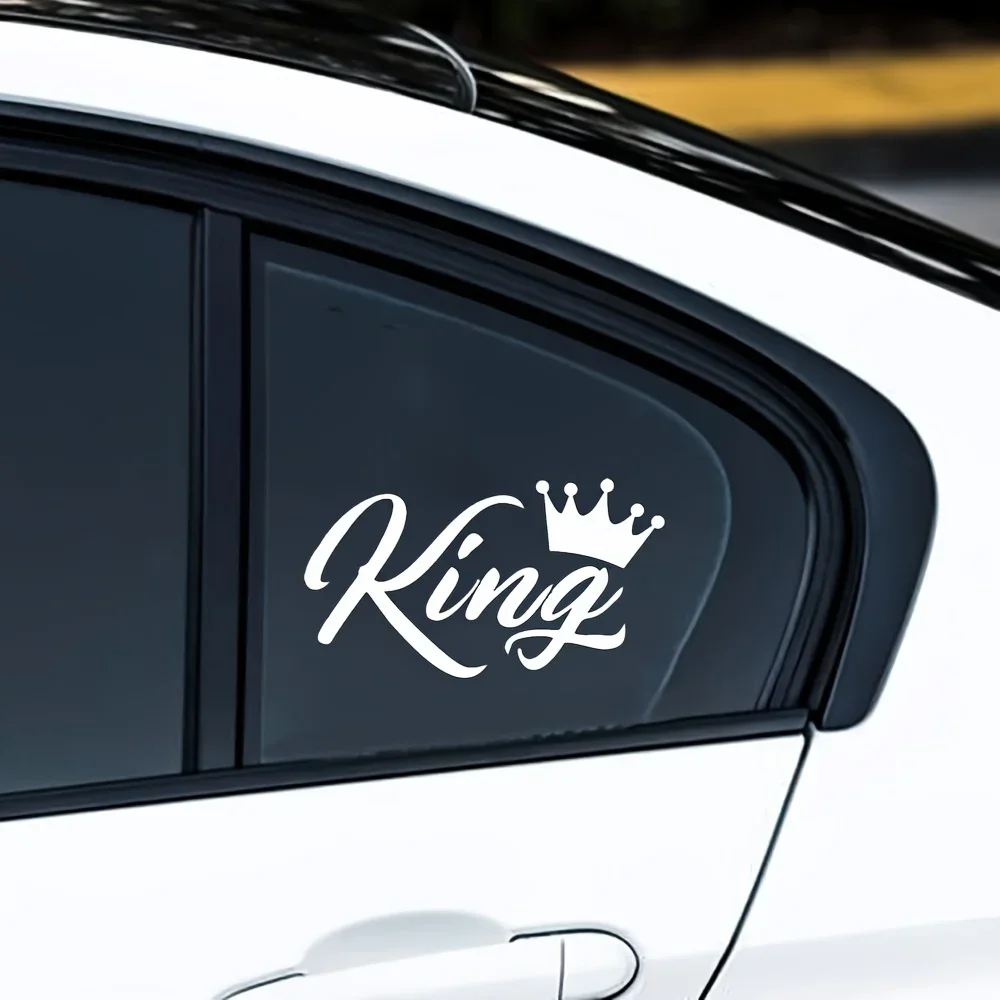 1PC "King with Crown" Car Motorcycle Sticker, Stylish Decal for Vehicle Exterior Personalization & Royal Style