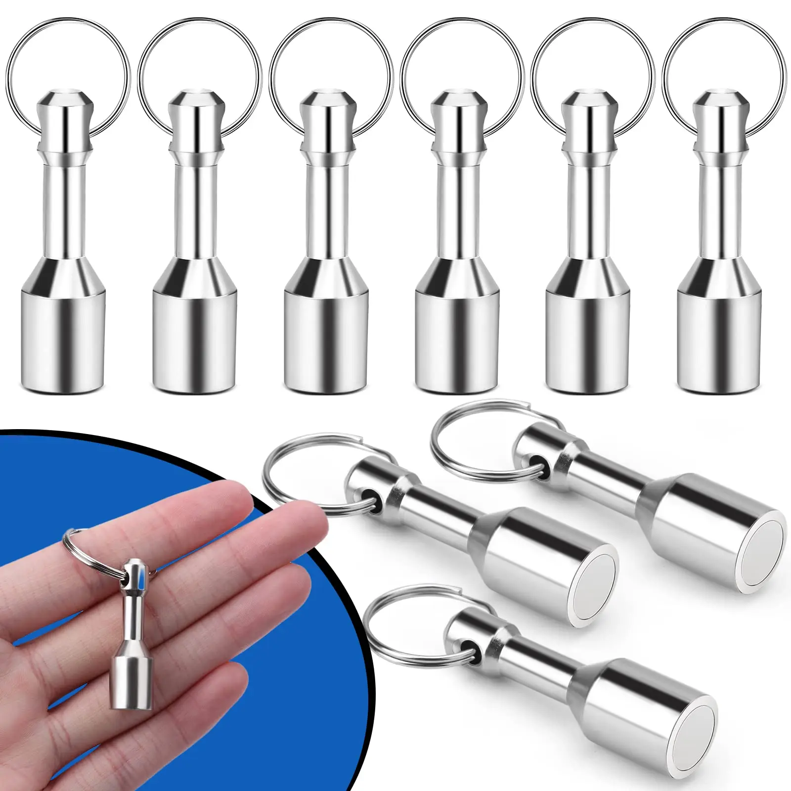 10Pcs Keychain Magnets for Testing Brass Neodymium Pocket Keychain with Strong Magnetic Rare Earth Gold Silver Jewelry Test Magn