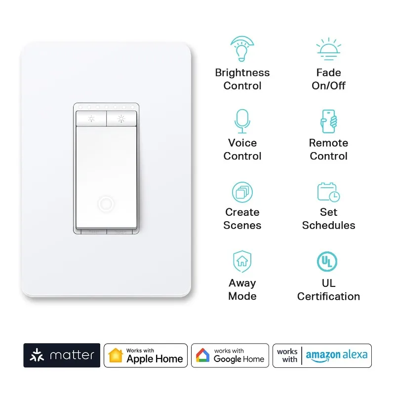 home.Smart Dimmer Switch: التحكم الصوتي مع سيري، Alexa وGoogle Assistant، معتمد من UL، مؤقت ووقت، ودليل سهل