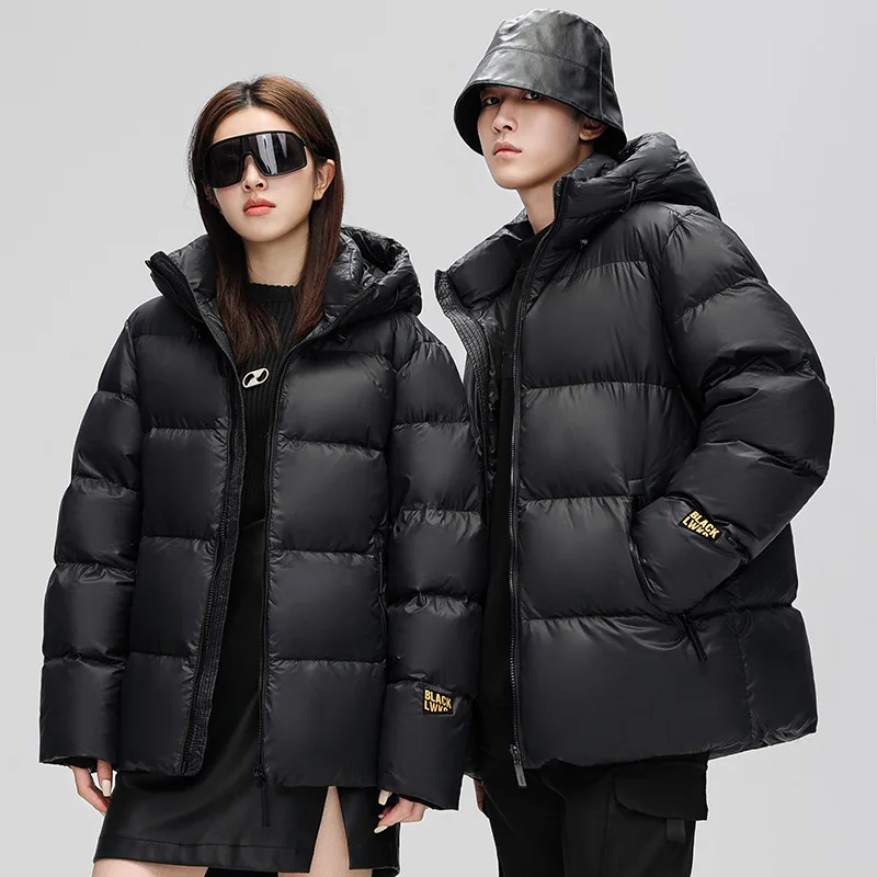 

Down jacket men's and women's same autumn and winter long and short warm bread jacket thickened black and gold winter coat