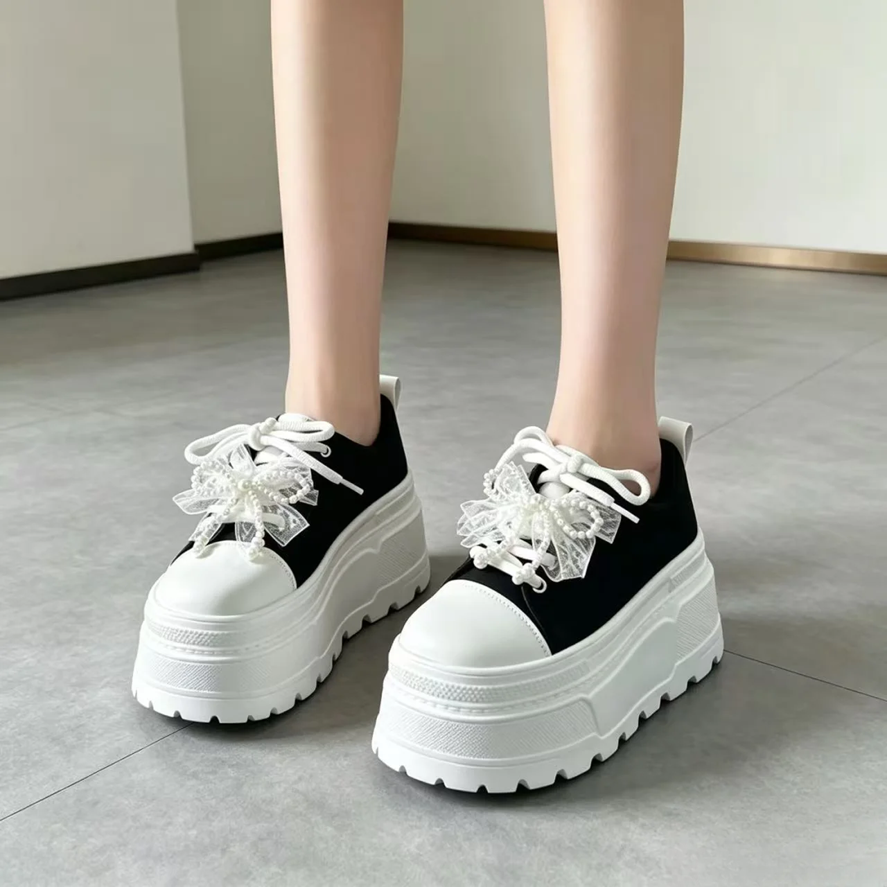 Women's Thick-Heeled Classic White Sneakers Spring/Autumn New Style Single Shoes Match Skirts Versatile Casual Board Shoes view 4