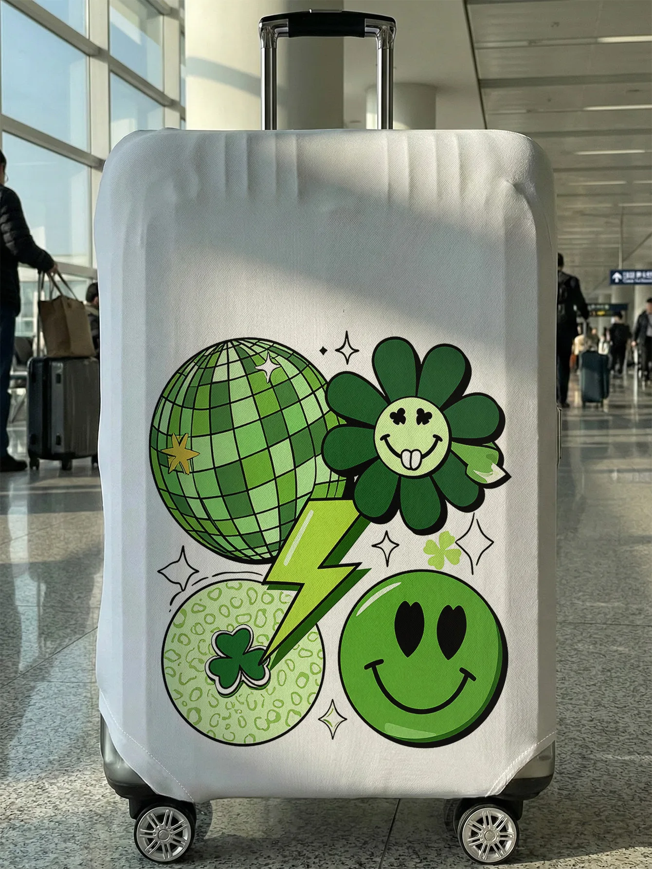 

Защитный чехол для багажа Smiling Disco Ball Clover, подходит для чемоданов 18-32 дюймов, чехлы для ручек чемоданов, аксессуары для путешествий