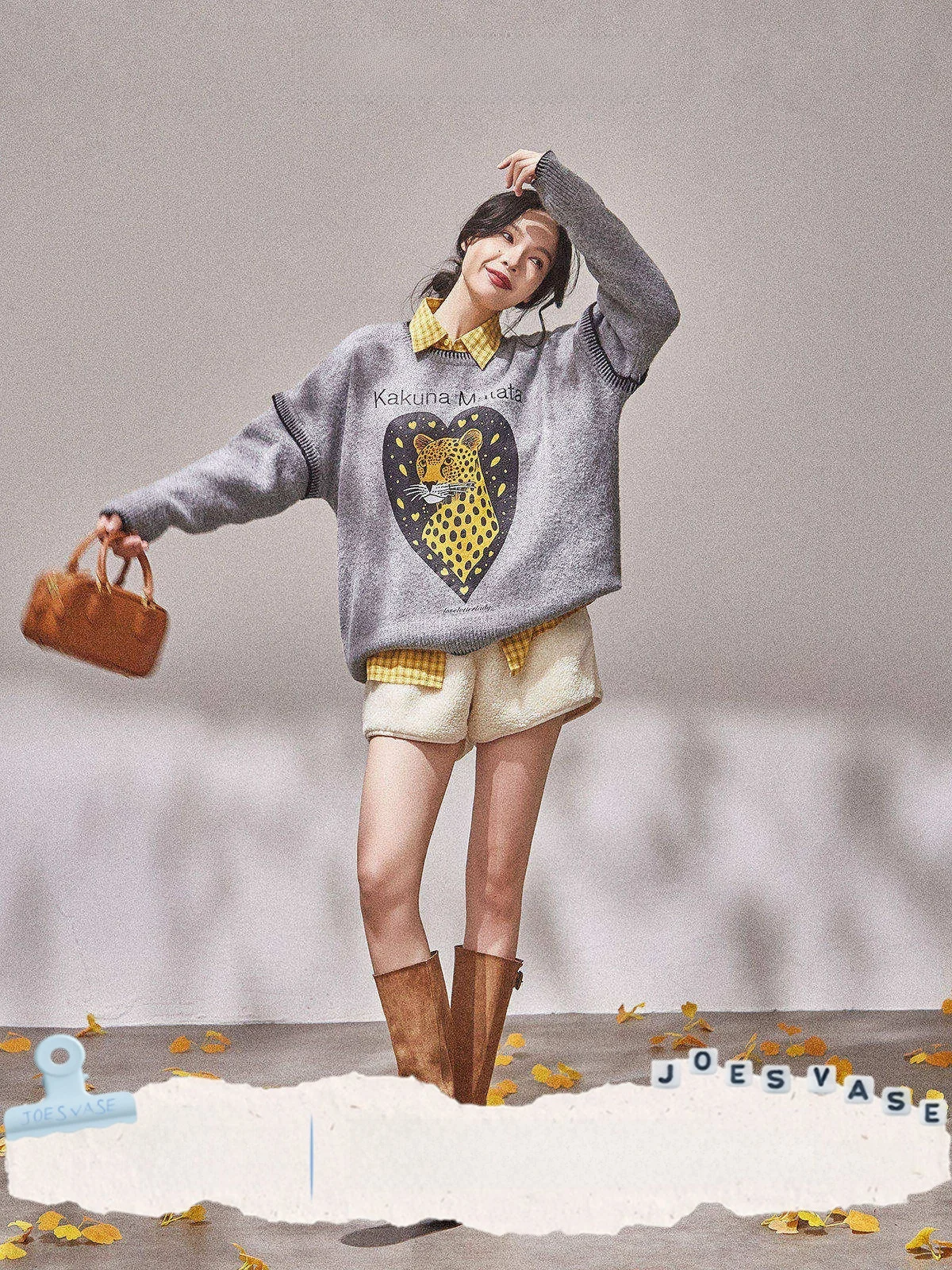 

ay Printed Sweater Women's Faion Commute Sle Color Colion Jo And Flower Vase X Lab Golden Leopard Autumn New Arrival