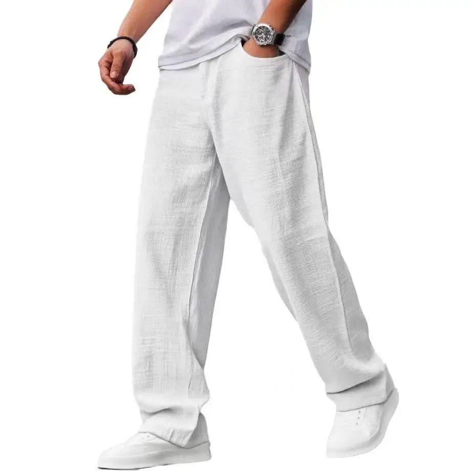 New Spring Summer Men's Cotton Linen Pants Breathable Solid Color Linen Trousers Men Casual Fitness Streetwear S-3Xl