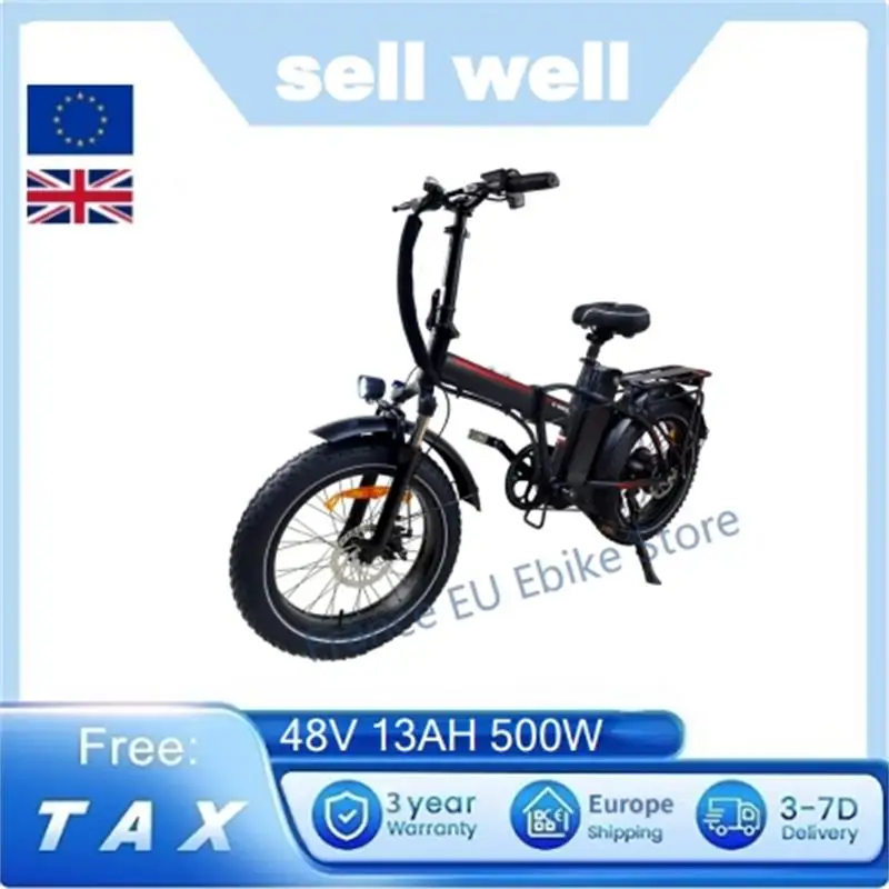 EU STOCK BLJ-DZ2031 Electric Folding Bike 20''*4 Inch 500W 48V 13AH Removable Battery Folding Adult Electric Bicycle  21 Speed