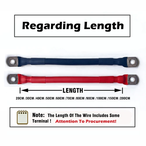 Imagen 2 del producto Cable de batería de 0AWG, 50mm2, 20-200CM, Terminal de silicona suave y cobre estañado para inversor Solar de coche de alto rendimiento