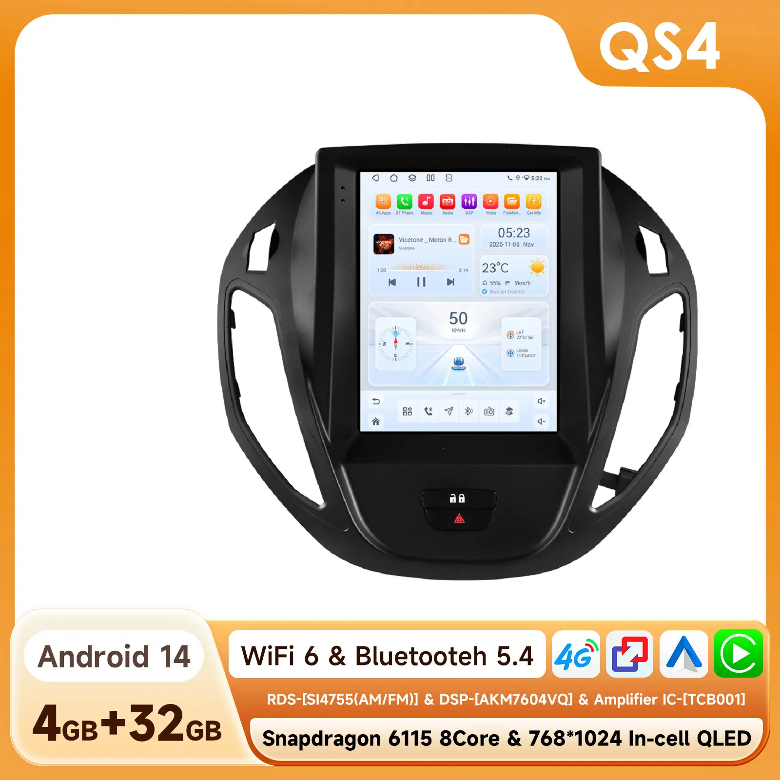 CarPlay Autoradio voor Ford Transit Tourneo Courier B-Max 2013-2021 Auto Intelligente Systemen Multimedia Speler DSP SWC RDS GPS 4G