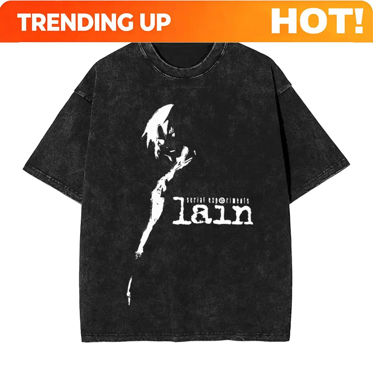 Customization Serial Experiments Lain Washed T Shirt Streetwear T-Shirts 90s Sci Fi Anime Japanese Tees Men Women 100% Cotton S