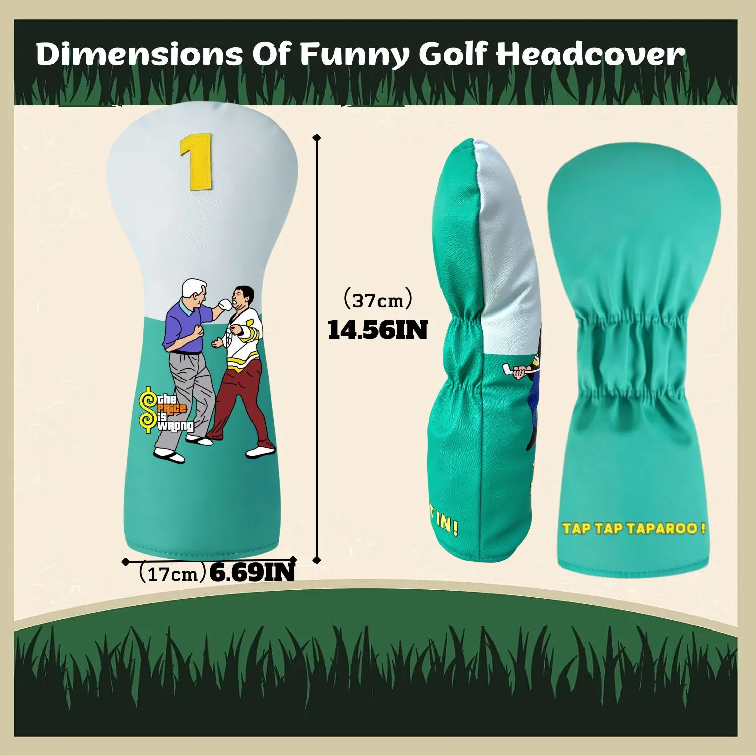 Golf PU Leather Head Covers for Driver, Funny Design Golf Club Head Covers with Soft Lining -Protective,Water-Resistant