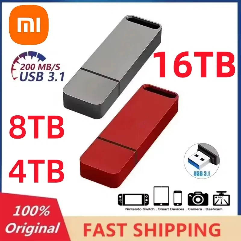 샤오미 고속 휴대용 펜 드라이브 플래시 드라이브 메모리 스틱, USB 8TB Otg 메탈 3.1 펜 드라이브, 4TB 2TB C 타입 방수, 16TB, 신제품