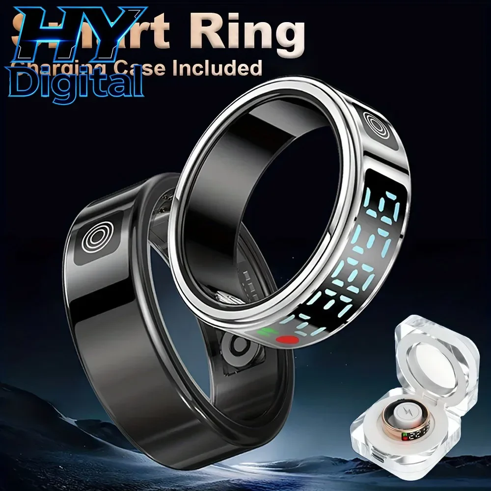 

HY Digital LED Display Screen Smart Ring For Xiaomi, Heart Rate Blood Oxygen Monitor Multi Sports Ring For Men Women SR08