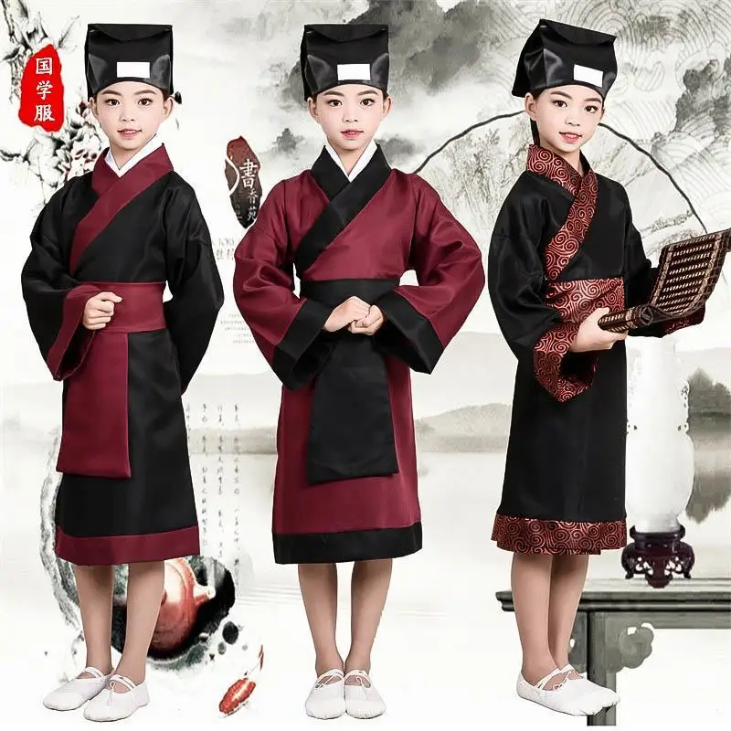 Children's Hanfu traditional Chinese school uniform ancient costume Chinese silk robe Costume Boys Children Kimono Hanfu