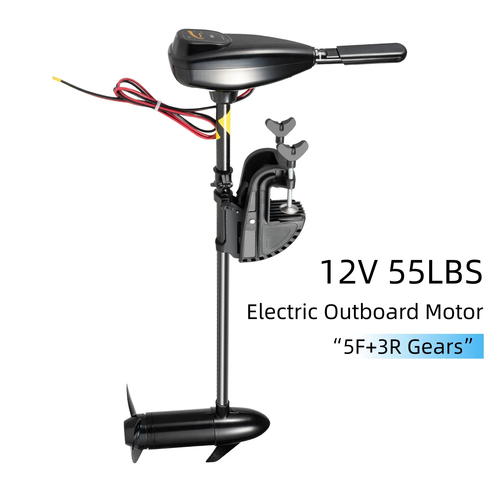 

12V 55LBS Electric Outboard Trolling Motor - 5 Forward 3 Reverse Gears with Retractable Handle for Fishing Boats/Dinghies
