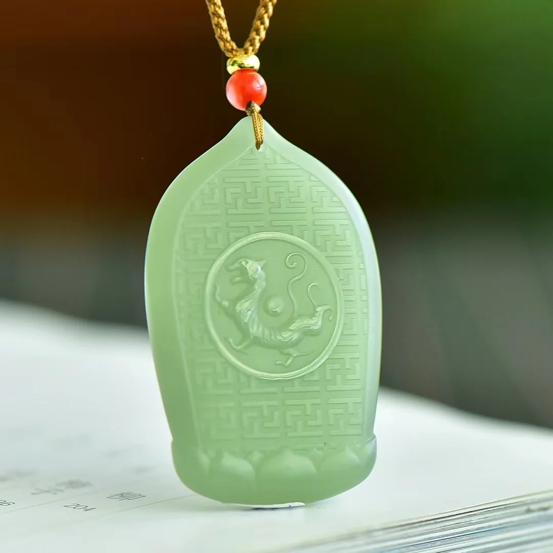 Natural Hetian Jade Jewelry Qinghai Material Lotus Blessing Pendant 1292#