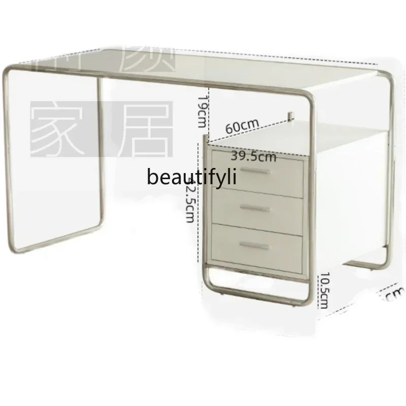 

LXItalian modern computer office with drawers writing table stainless steel deskSSS