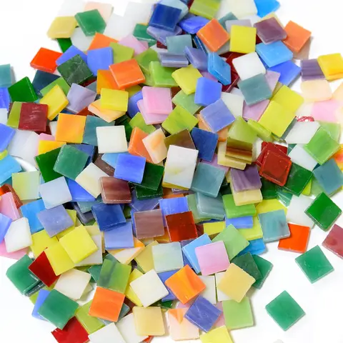 250g 1x1cm Stained Glass Fragments Mosaic Glass Mosaic Tiles Randomly Mixed Colors DIY Handmade Stained Glass Products