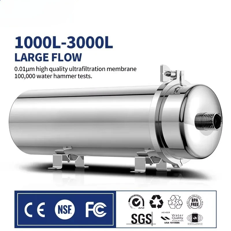 ZILISI High Flow Water Filter System Stainless Steel Mineral Water Filter Reusable PVDF 5 Years Exceed Whole House 1000-3000L