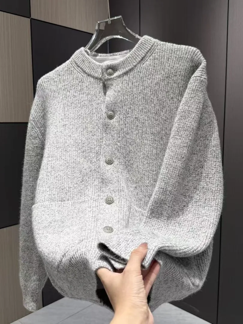 

Fall New Men's Simple Faion Knitted Sweater Color High Quali Luxury Outerwear Long Sve round Ne Cardigan