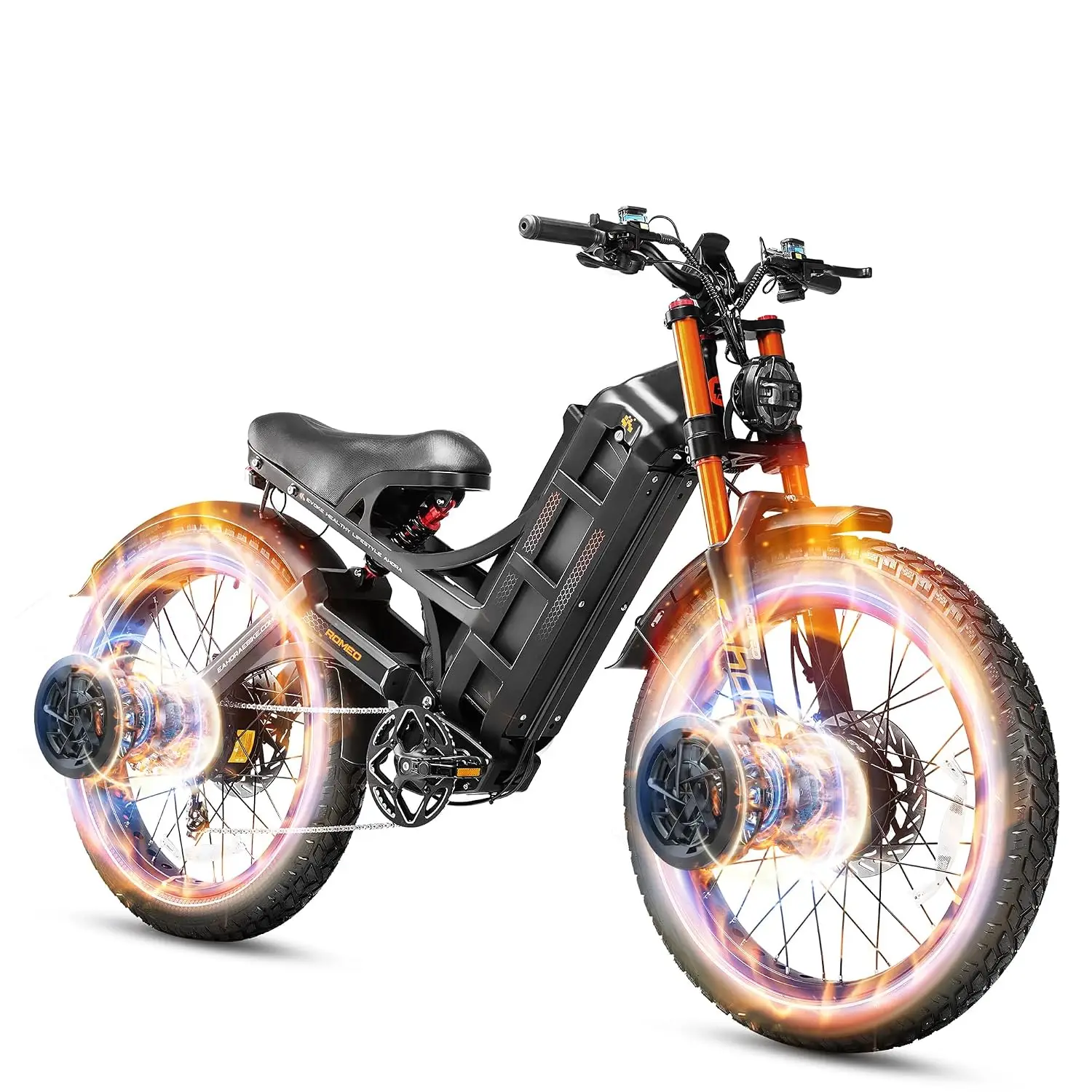 4000W Dual Motor Electric Bike Adults 52V 70AH 200Miles Long Range Full Suspension Fat Tire Mountain Ebike, Customized
