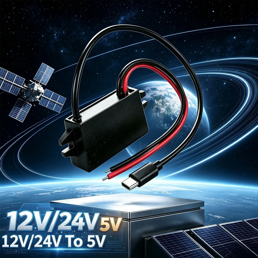 Waterproof 12V/24V Step Down To 5V 3A Converter Buck Module Power Adapter Compatible With Cellphone Car (USB Type-C Connector)