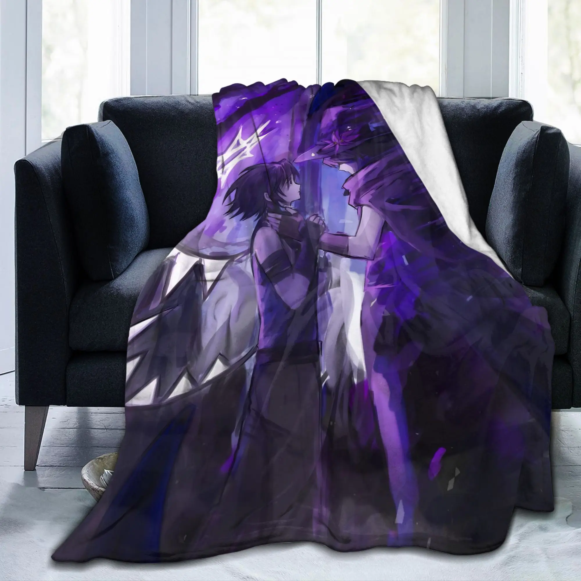 Forsaken Two time & Azure Knitted Blankets Flannel Horror Game Lightweight Thin Throw Blankets for Bedroom Sofa Quilt Portable