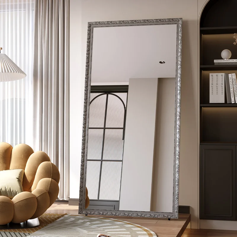 مرآة زينة منحوتة كاملة الطول، عناصر ديكور المنزل، مرآة للجسم بالكامل، إكسسوارات كبيرة الحجم كاملة الأثاث الداخلي #3