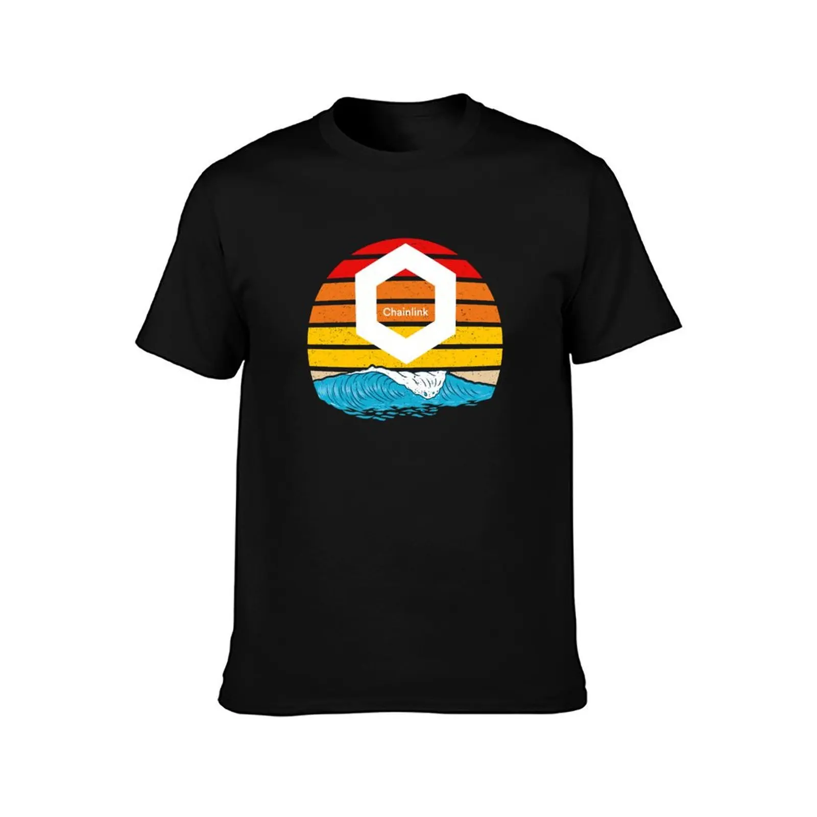 Chainlink Ride the Wave Sunset Design T-Shirt Work Short Sleeve Cotton Top T-Shirt