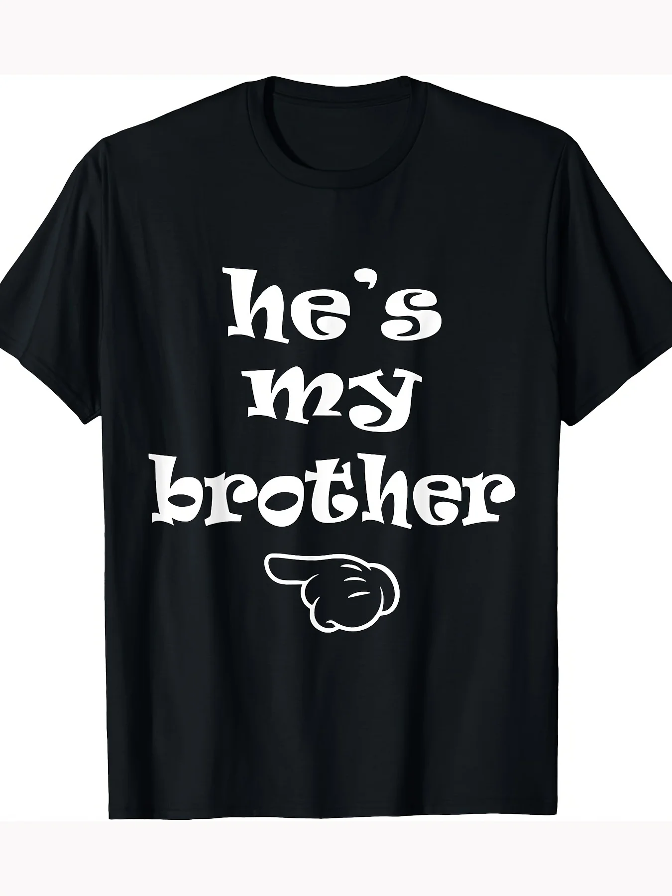 

Men's "He's My Brother" Graphic Crew Neck T-Shirt - Black Casual Sibling